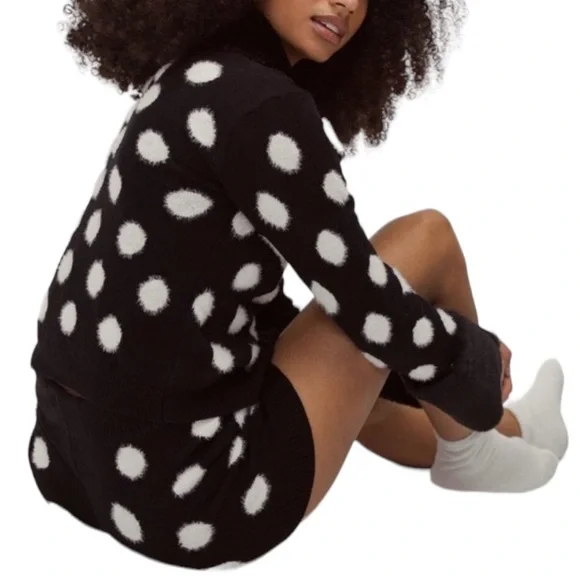 Nasty Gal Spot Fluffy Fur Collar Cardigan Lounge Set